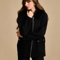 kazo Viscose Blended Solid Coat For Women image 4