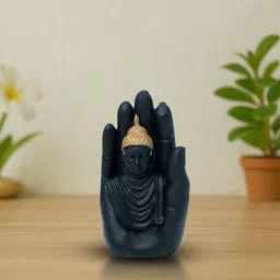 Marble finish Bhuddha dol, Bhuddha in Hand Statue Home Decor, Lord Bhuddha idol Decorative Showpiece - 9.5 cm-image-66