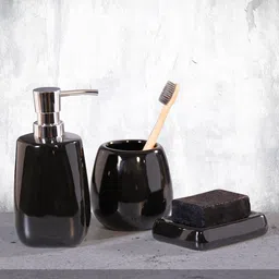 obsessions Modern Ceramic 3-Piece Bath Set Black image 1