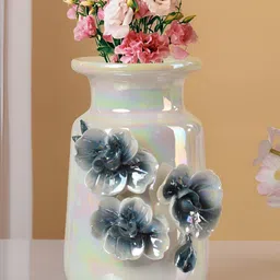 TAYHAA White Holographic Floral Ceramic Vase-picture-12
