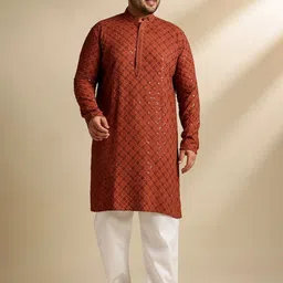 SOJANYA PLUS Men Embroidered Regular Sequinned Pure Cotton Kurta with Pyjamas-picture-44