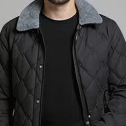 Mast & Harbour Men Spread Collar Solid Quilted Jacket image 3
