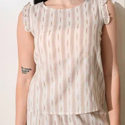 KALINI Flutter Sleeve Ruffles Cotton Top image 4