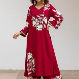 Nehamta Women Floral Printed Regular Beads and Stones Kurta with Palazzos-picture-31