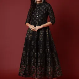 Aspriya Floral Printed Chanderi Anarkali Gown Maxi Dress-picture-12
