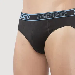 Sporto by Macho Pack Of 3 Cotton Mid-Rise Brand Logo Printed Outer Elastic Basic Briefs image 5