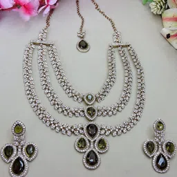 VATSALYA creation Gold-Plated Artificial Stone Studded Jewellery Set image 1