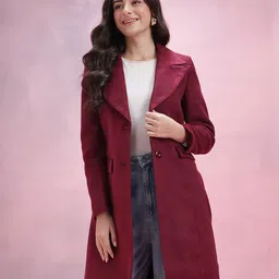 DressBerry Notched Lapel Collar Single-Breasted Flannel Overcoat-image-39