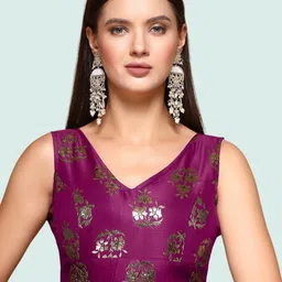 Moda Rapido V-Neck Printed Saree Blouse-picture-39