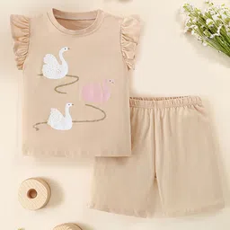 Xsole Girls Printed Round Neck T-shirt & Shorts-image-69