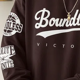 JUMPCUTS Typography Printed Drop-Shoulder Sleeves Oversized T-shirt image 3