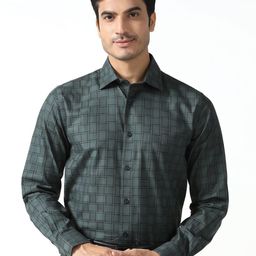 Blackberrys India Slim Fit Checked Long Sleeves Spread Collar Cotton Formal Shirt-picture-40