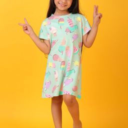 Anthrilo Girls Pure Cotton Printed Nightdress-picture-23
