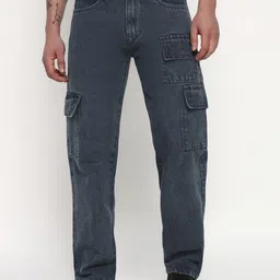 STORE VILLA Men Relaxed Fit Mid-Rise Cotton Cargo Style Jeans-image-85