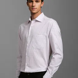 Louis Philippe Men Classic Spread Collar Textured Cotton Formal Shirt image 3