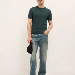 THE BEAR HOUSE Men Solid Round Neck Cotton T-shirt image 5