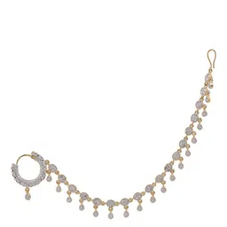 Opal Touch Gold-Plated American Diamond Studded Chained Nosepin image 3