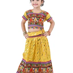 ahhaaaa Girls Embroidered Mirror Work Ready to Wear Lehenga & Blouse With Dupatta image 1