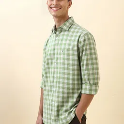 Allen Solly Slim Fit Checked Spread Collar Pure Cotton Casual Shirt image 4