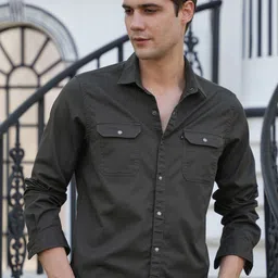 POE Men Smart Slim Fit Opaque Casual Shirt-picture-13