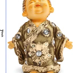 MISS PEACH Yellow & White Buddha Idol Showpieces image 3