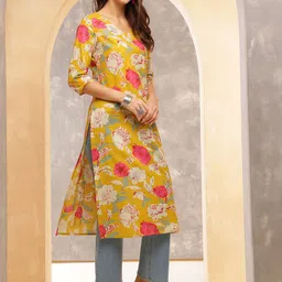 Anouk Rustic Women Floral Printed Thread Work Kurta image 4