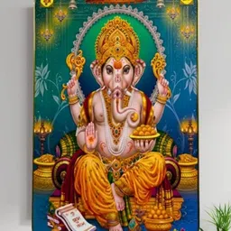 SHRI KHATU SHYAM CREATION Yellow & Blue 1 Pieces MDF Wall Photo Frames-picture-10