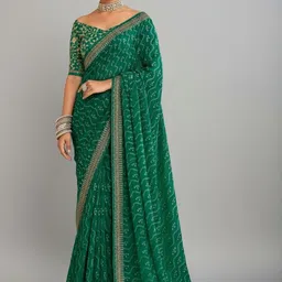 Monamaar Embellished Zari Poly Georgette Heavy Work Bandhani Saree-picture-41