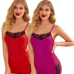 samvar Women Red,Pink Net Lace Baby Doll Hot Nighties Honeymoon Dress Newly Married Couples-picture-21