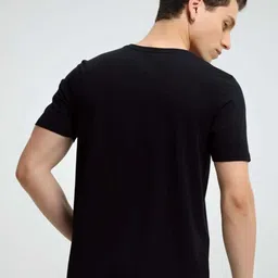 TURMS Men Solid Crew Neck Half Sleeves Stain And Water Repellent Cotton Tshirt image 2