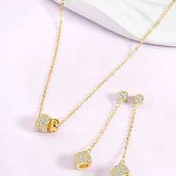 Peora Gold-Plated Cubic Zirconia Stone-Studded Jewellery Set-picture-39