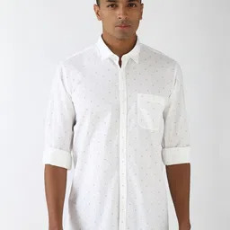 Peter England Casuals Men Spread Collar Micro Ditsy Printed Cotton Slim Fit Casual Shirt-picture-34