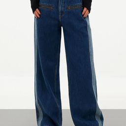 SASSAFRAS Women Wide Leg High-Rise Zipper Detail Jeans-picture-5