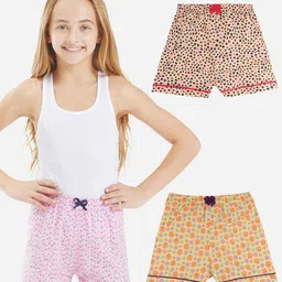 Bodycare Kids Girls Floral Printed Cotton Shorts Pack of 2-picture-38