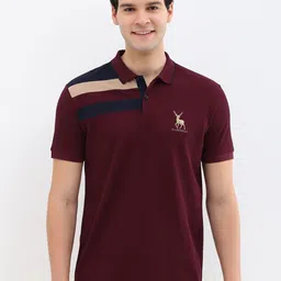 Allen Solly Men Striped Polo Collar Cotton T-shirt image 1