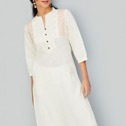 max Floral Yoke Design Mandarin Collar Thread Work Straight Kurta-picture-43