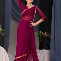 Prettyage Mirror Work Poly Georgette Banarasi Saree image 3