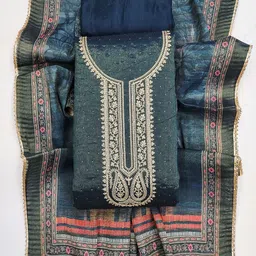 TAVAS Embroidered Zari Work Unstitched Dress Material image 5