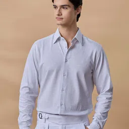 Aldeno Men Standard Fit Horizontal Striped Spread Collar Cotton Casual Shirt-image-21