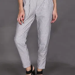 SVKETAIL Women Striped Comfort Peg Trousers-image-65
