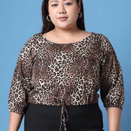 theRebelinme Women Plus Size Animal Printed Crepe Crop Top-picture-25