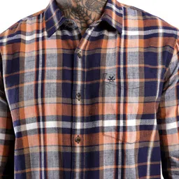 WROGN Men Spread Collar Tartan Checked Cotton Slim Fit Casual Shirt image 3