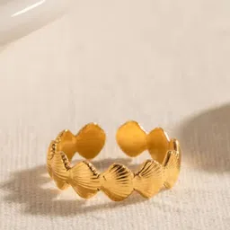 DIMPLERY 18K Gold Plated Stainless Steel Sea Shell Designed Finger Ring-picture-21