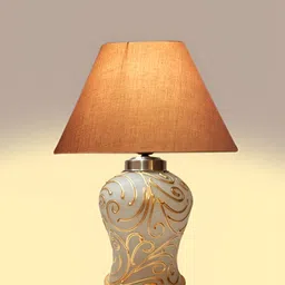 Aura Grey & Gold-Toned Frustum Shape Glass & Wooden Table Lamp image 5