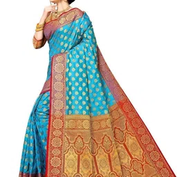 AKSH FASHION Blue Silk Blend Sarees-picture-25