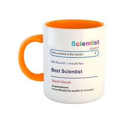 ARTBUG White & Orange Best Scientist Printed Ceramic Glossy Coffee Mug-picture-43
