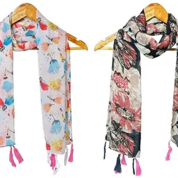 stolevilla Printed Chiffon Women Multicolor Scarf, Stole, Fancy Scarf-picture-20