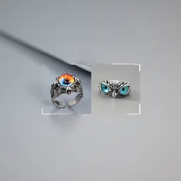 J.S ENTERPRISES Unisex Set of 2 Oxidised Stainless Steel Stones Studded Finger Ring-picture-29