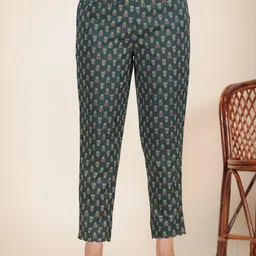 Aramya Women Ethnic Motifs Printed Regular Fit Mid-Rise Trousers-image-88