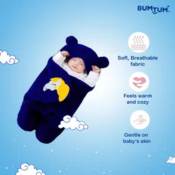 bumtum Solid Single Hooded Baby Blanket forAC Room image 4